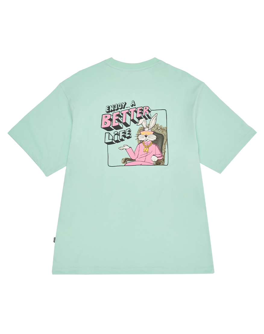 [RED&amp;GREEN]  백 토끼 반팔 티셔츠 민트